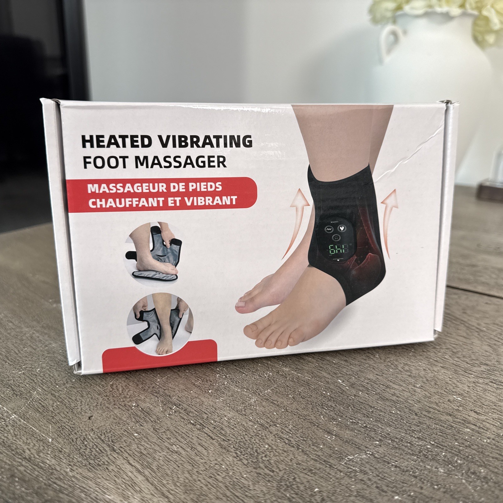 Cordless Heated Ankle Massager & Foot Pad, 6 Heat Levels, 3 Vibration Modes