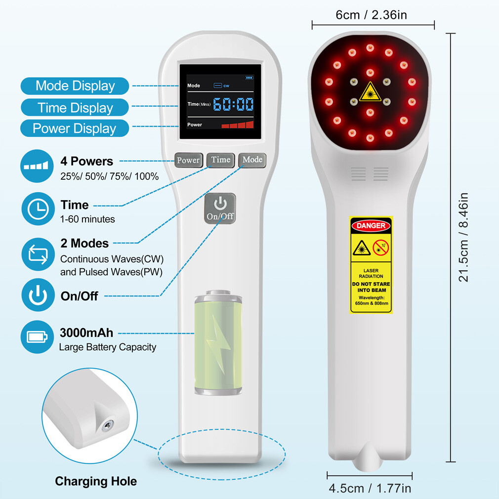 880mW Cold Laser Therapy for Arthritis Back Shoulder Pain Device 650nm 808nm