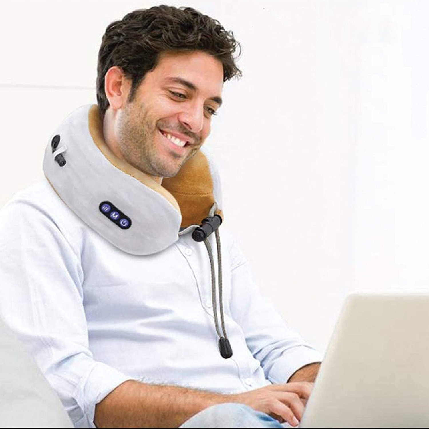 TRAKK Deep Tissue Memory Foam Neck Massage Travel Pillow, Brown (Open Box)