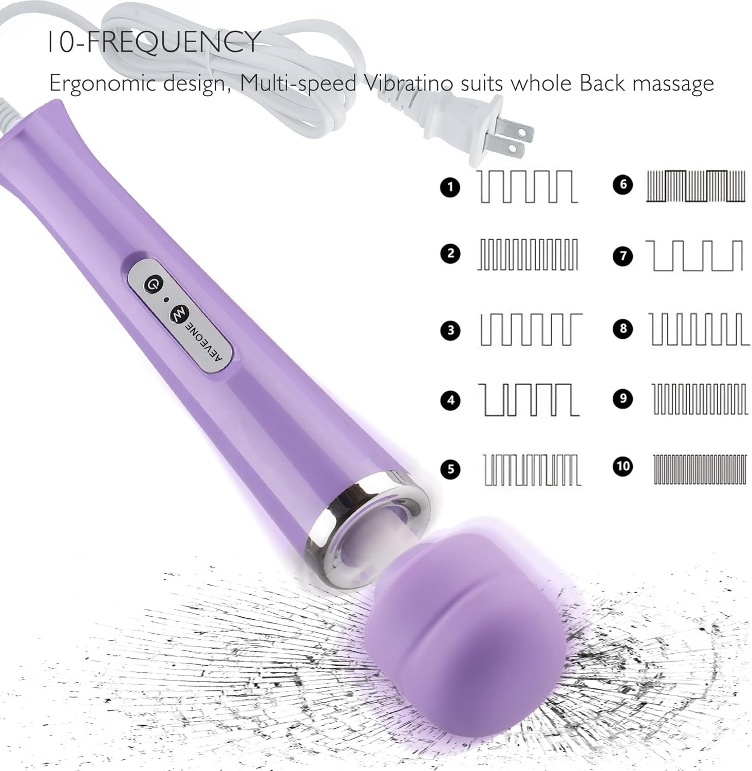 Light Purple Handheld Electric Massager for Pain Relief & Muscle Recovery