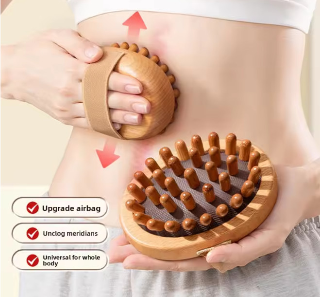 Anti Cellulite Body Brush Wooden Massage Comb Spa Oil Meridian Leg Tool