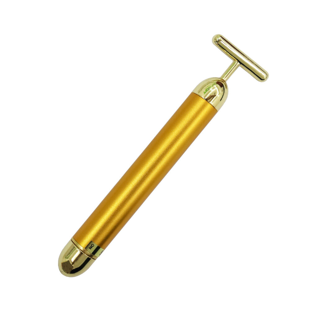 24K Golden Pulse Electric T-Shape V Face Vibrating Facial Massage Tool