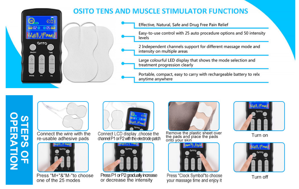 Tens Unit Electric Pulse Massager Muscle Stimulator Therapy Pain Relief Machine