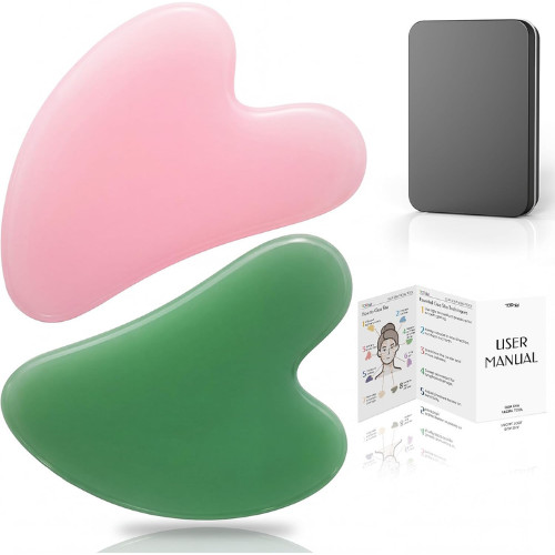 2PCS Gua Sha Facial Tools, Guasha Tool to Reduce Facial Puffiness & Tension