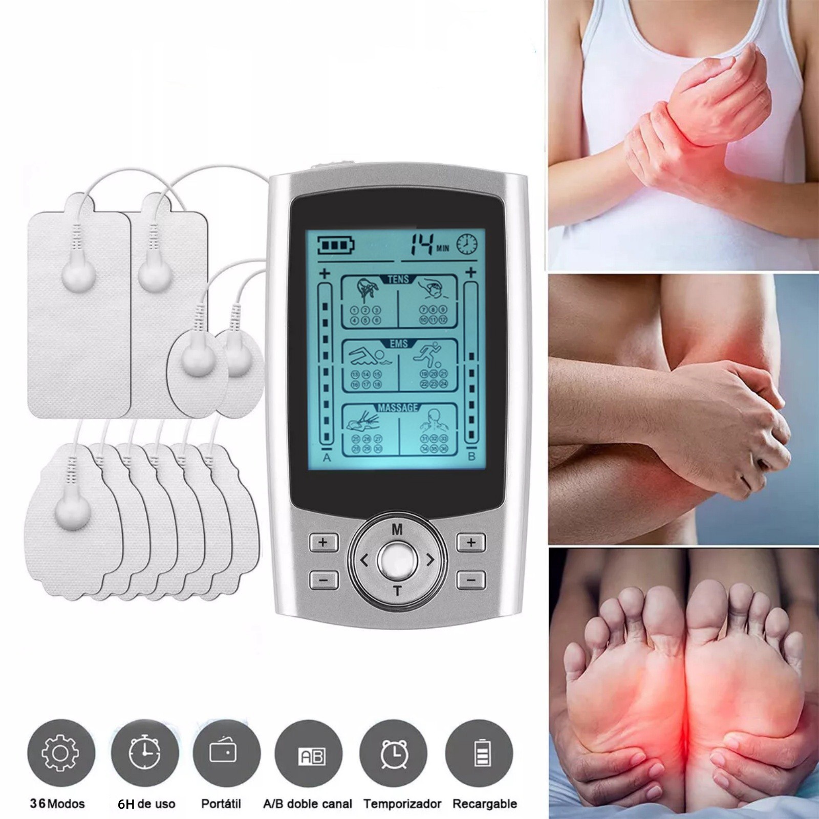 36 Modes Tens Unit Muscle Stimulator Machine Pulse Massager Therapy Pain Relief