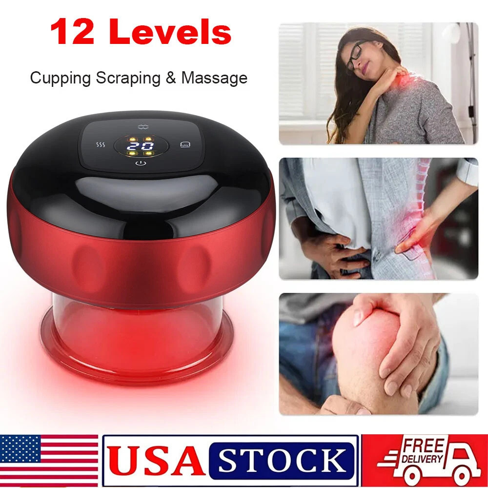 12-Levels Electric Charge Red Light Gua Sha Back Ventosa Therapy Massager Device