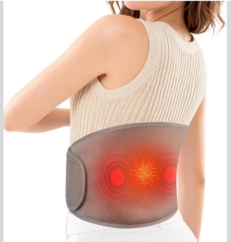 Cordless Heated Massage Belt – Rechargeable Gray Back Waist Massager