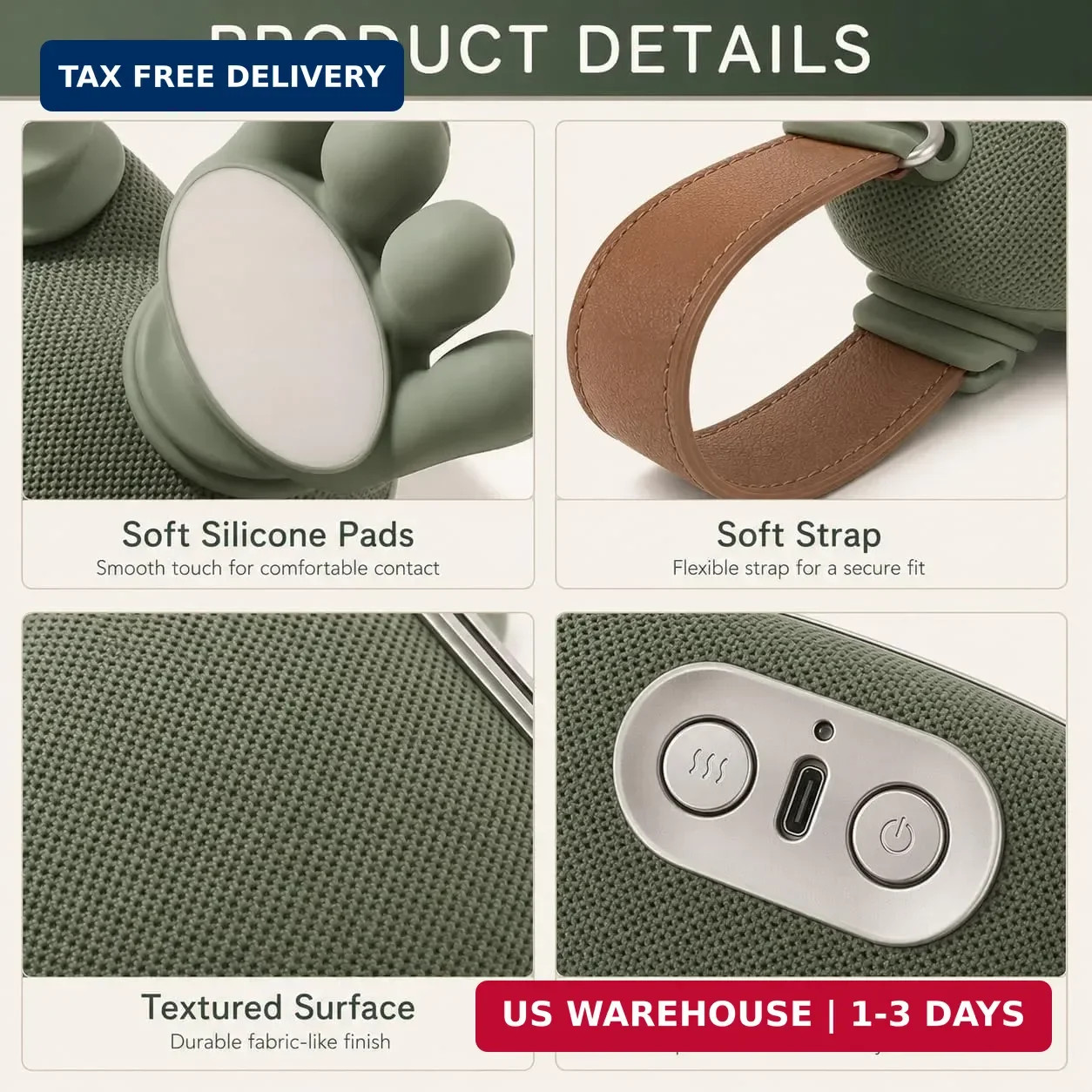 Shoulder and Neck Massager with 4D Kneading & Heat, Green | 3 Massage Styles, 5-