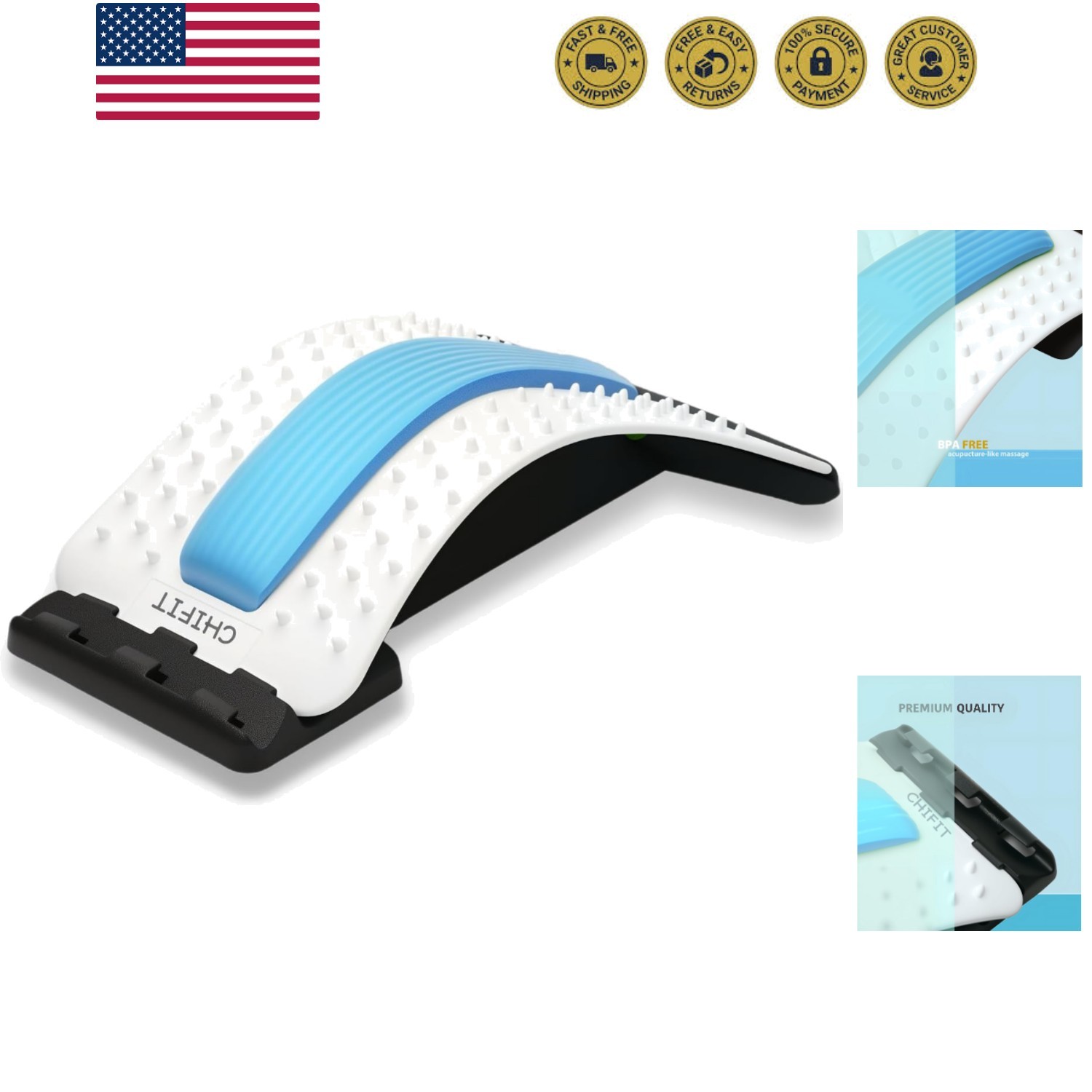 Ergonomic Back Stretcher with Acupressure for Sciatica & Herniated Disc Relief