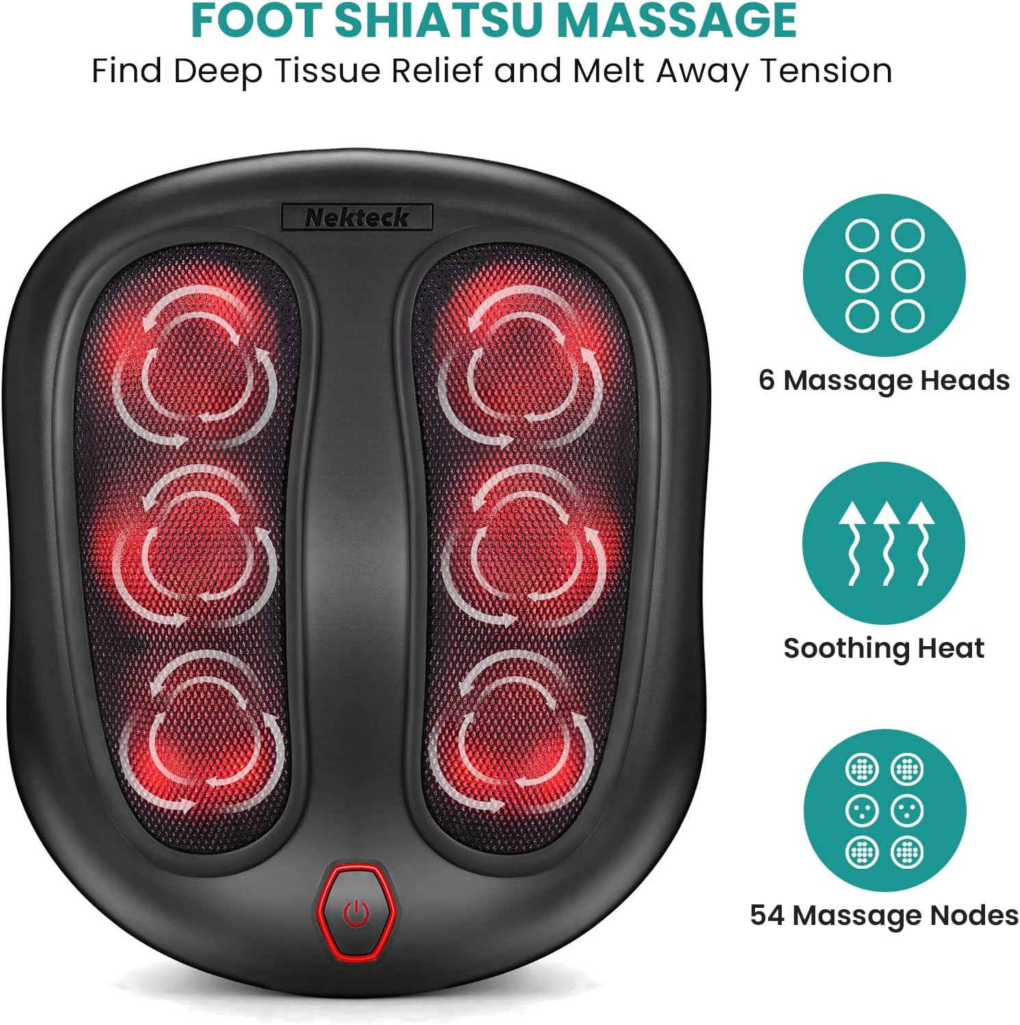Foot Massager with Heat, Shiatsu Heated Electric Kneading Foot Massager Machine