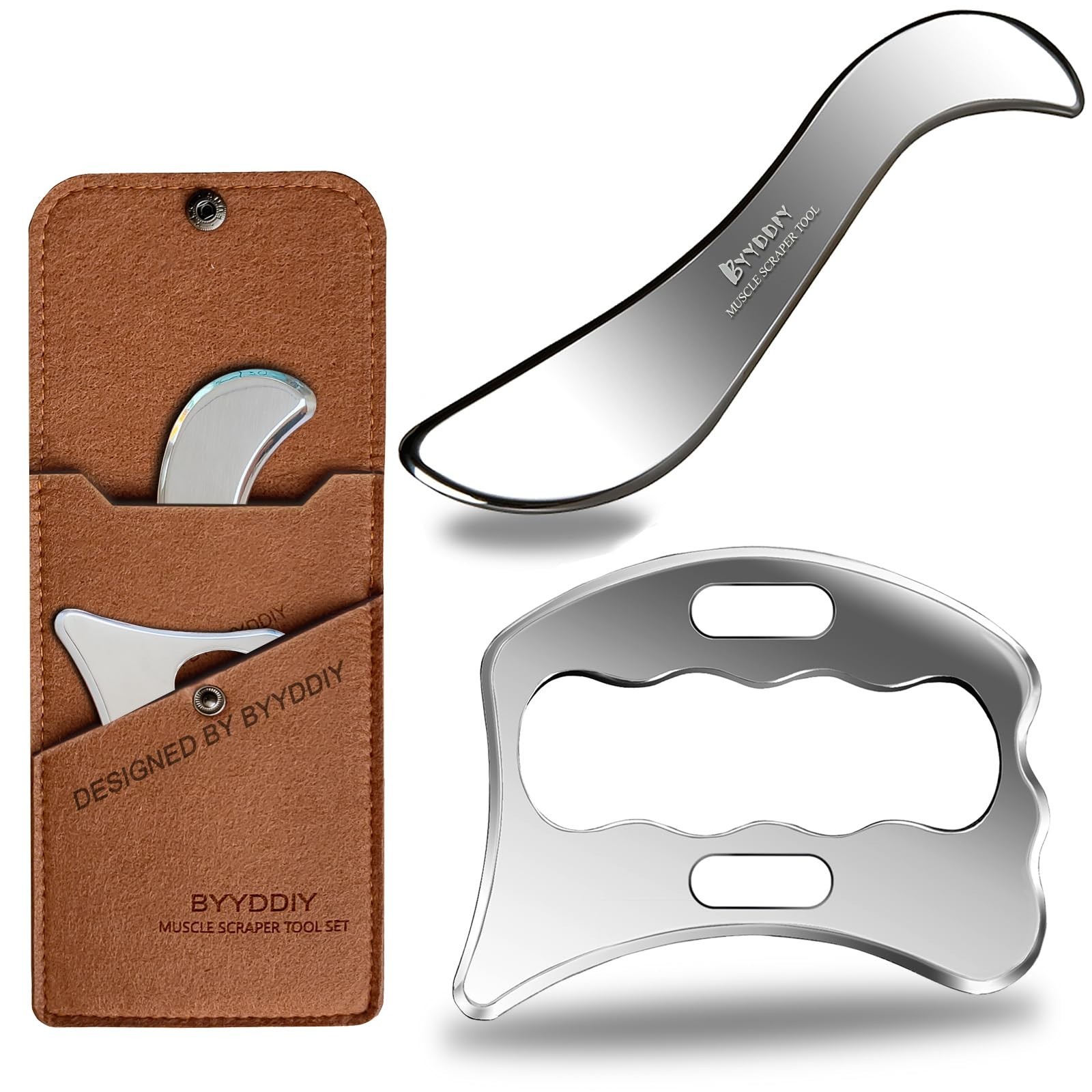 2 in 1 Stainless Steel Gua Sha Muscle Scraper Set – Physical Therapy & Massage T