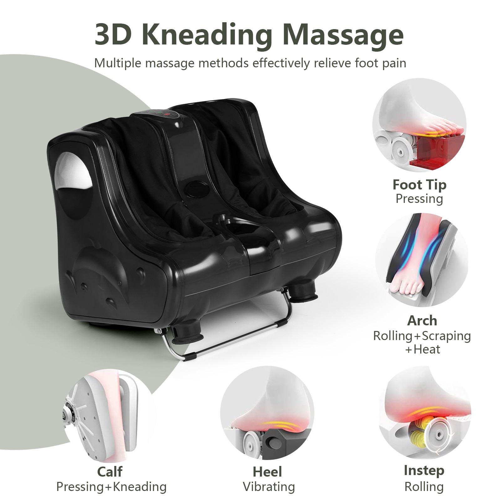 Foot & Calf Massager W/Heat Vibration Deep Kneading Shiatsu Foot Massage Machine