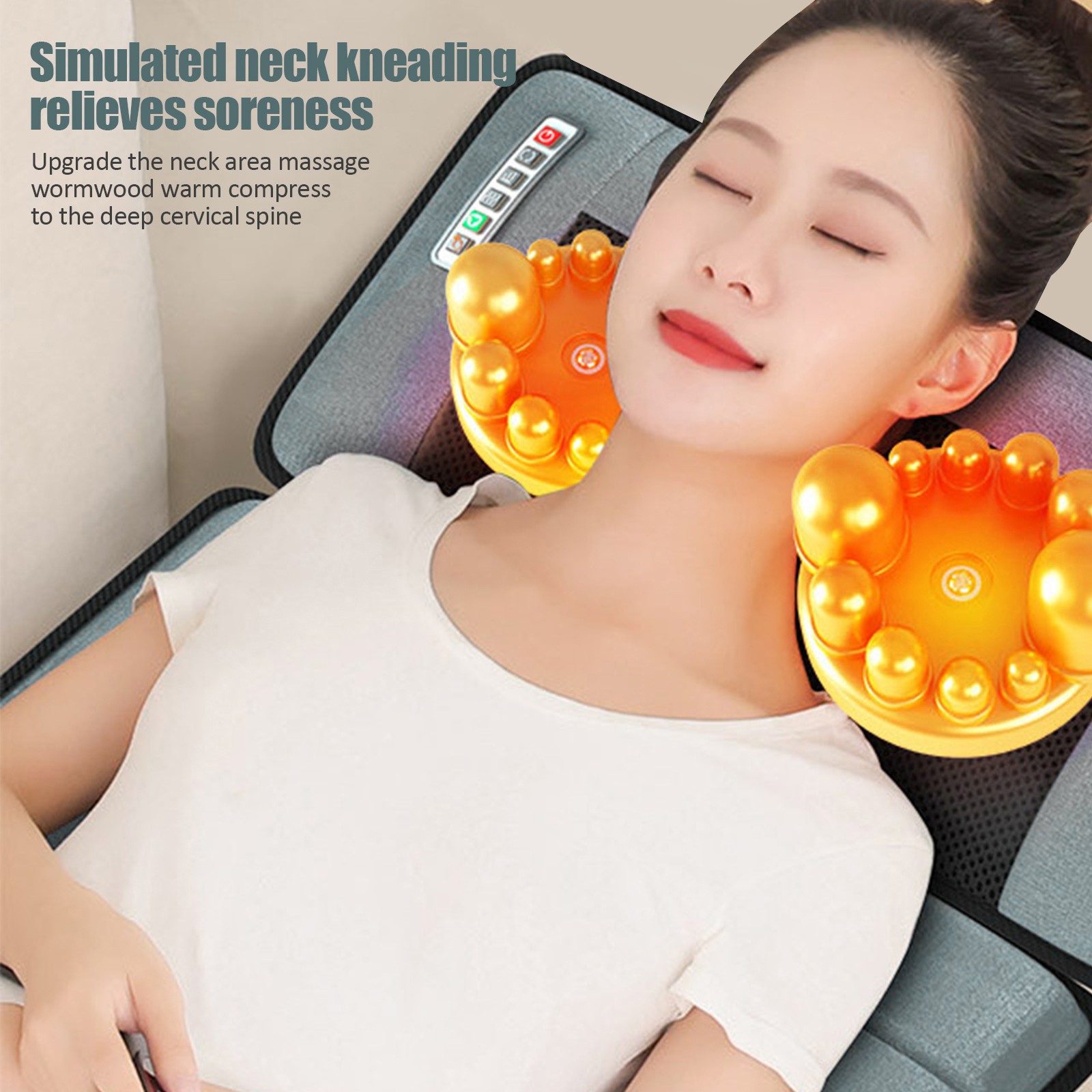 Full Body Electric Massage Mat for Bed w/ Shiatsu Heated Neck Massager for Home
