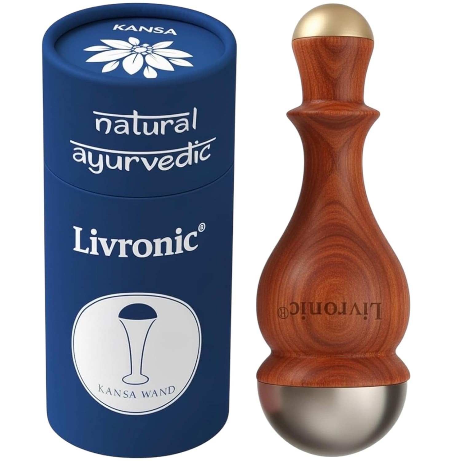 Livronic Face Acupoints Kansa Wand Massager 2in1 Authentic Bronze Cap ANAR Shape