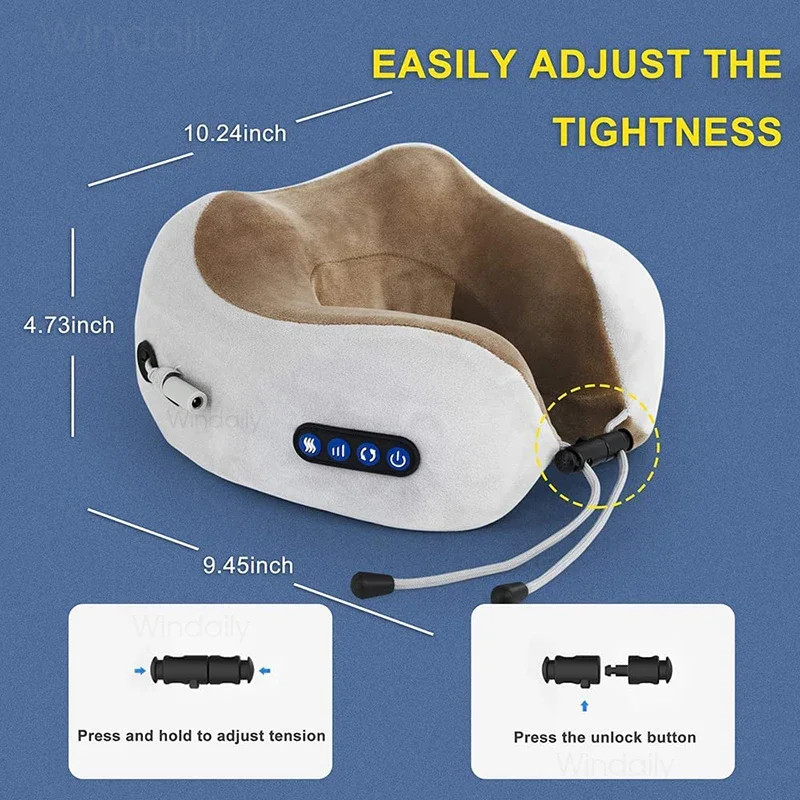 Electric Neck Massager with Heat Vibration 3D Kneading Shiatsu Massage U Shaped