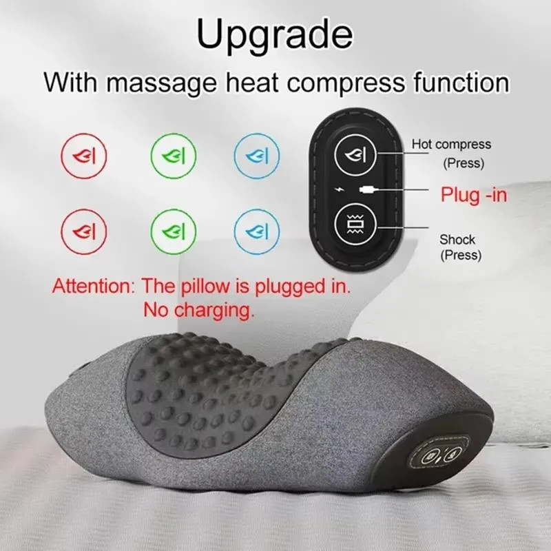 Neck Massage Pillow Heating Vibration Neck Massage Protect Cervical Spine Help S
