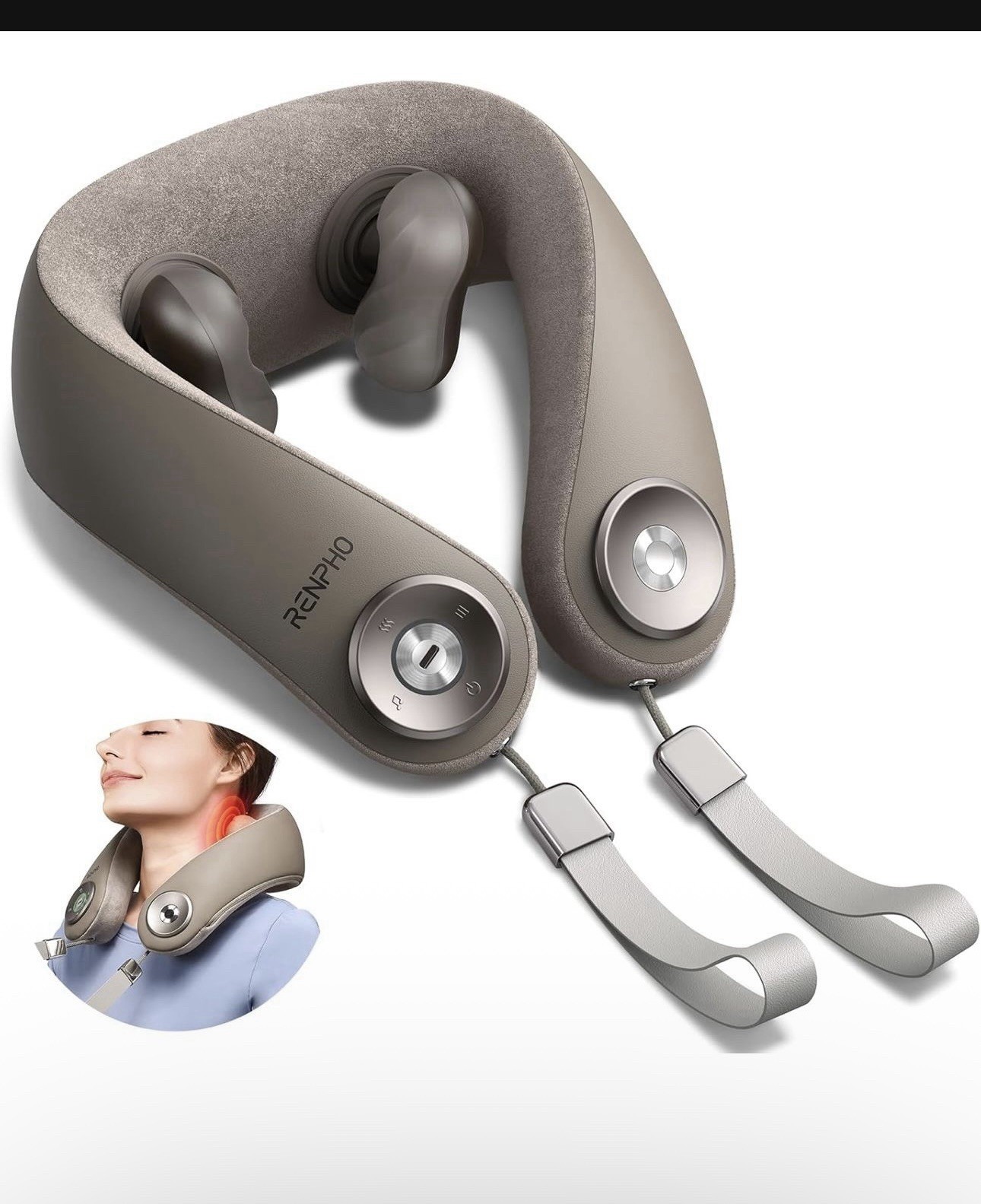 RENPHO Neck Massager Kneading Rechargeable USB Charging Model N002 Gray