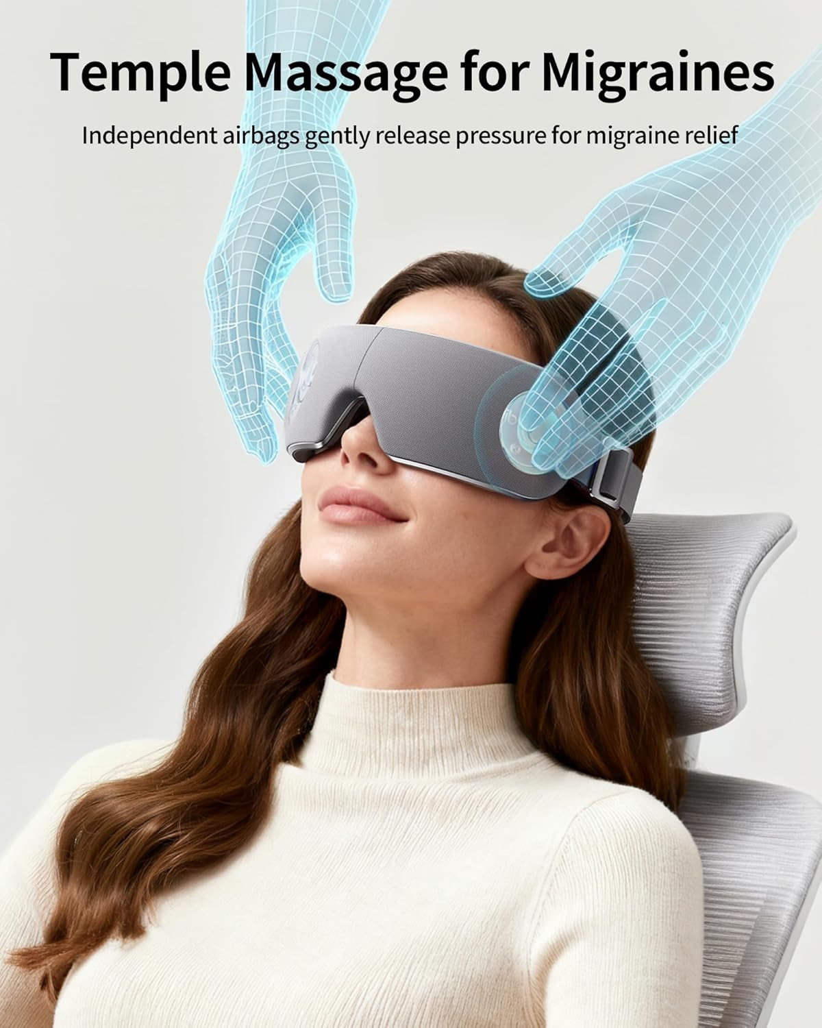 Eye Massager for Migraines with Temple Massage, Heat, Air Compression &Bluetooth