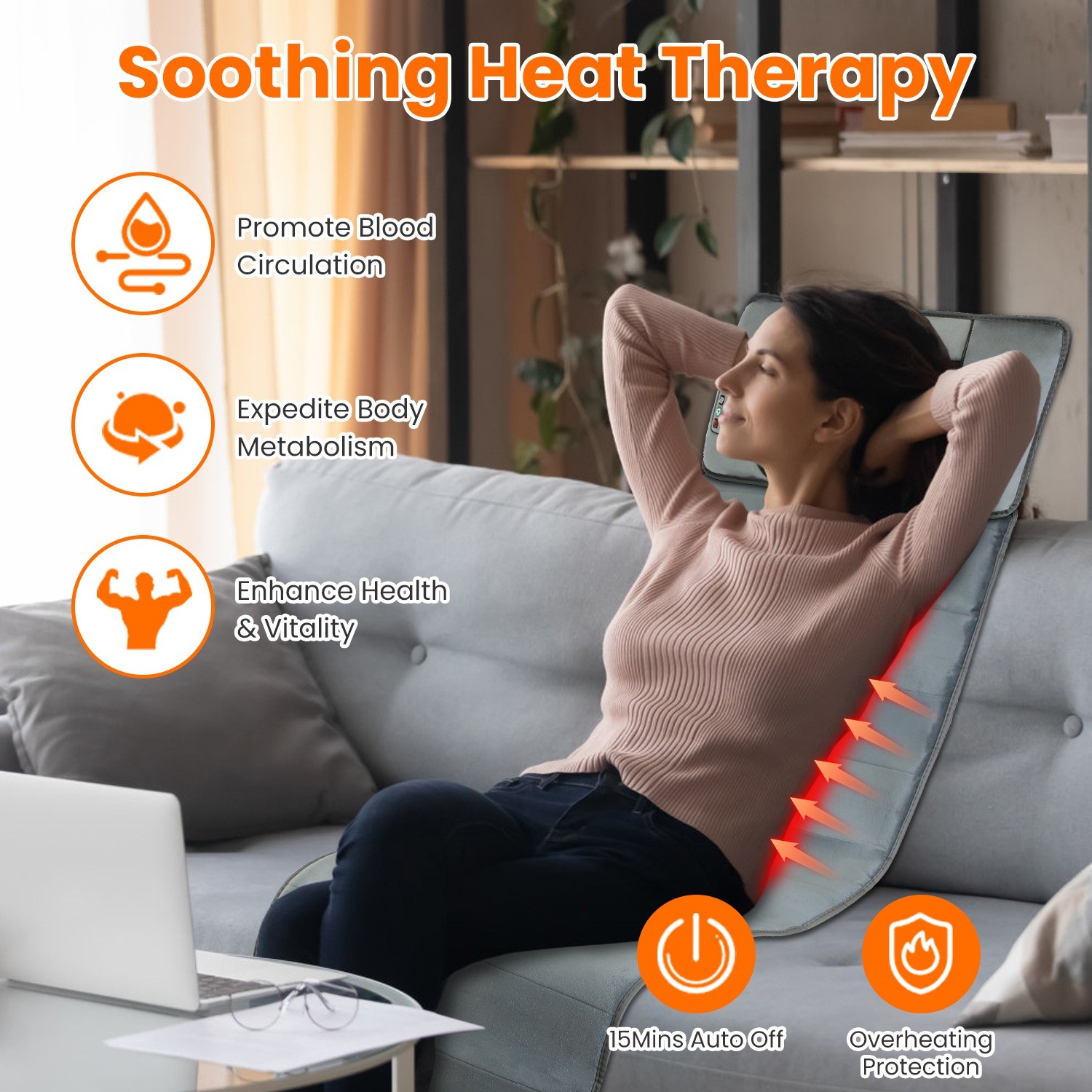 New Full Body Massage Mat with Heat Massage Mattress with Shiatsu Neck Massager