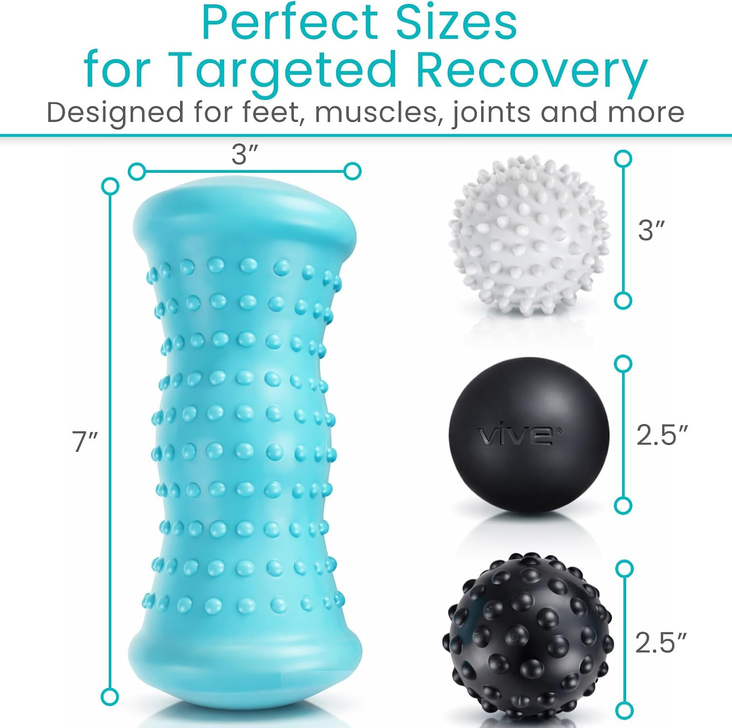 Vive Massage Ball Set (4 Piece) – Plantar Fasciitis Relief Foot Pain Hot Cold Th