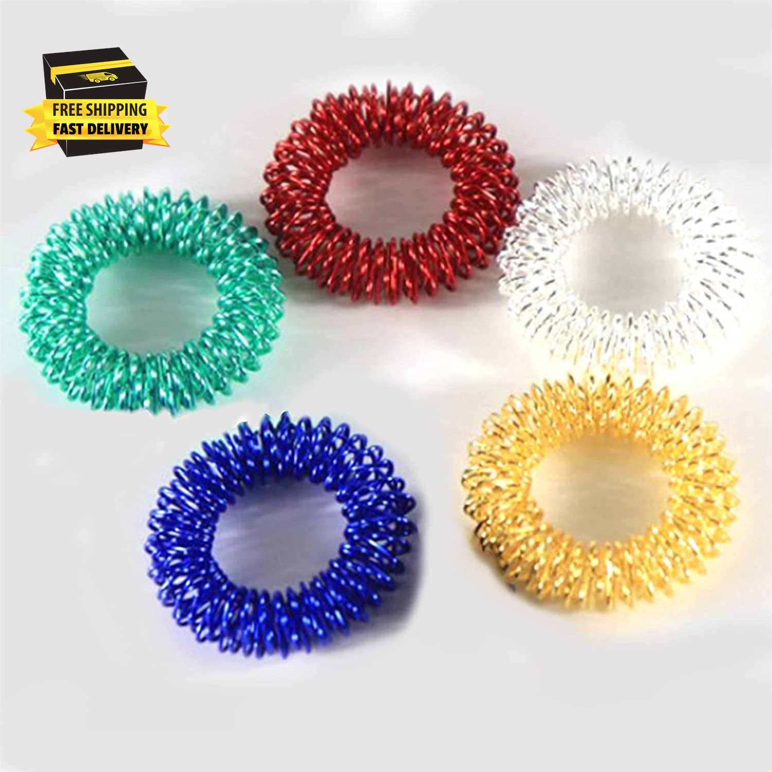 5Pcs Multicolor Finger Massage Rings Prickly Sensory Acupressure Ring, Color Pro