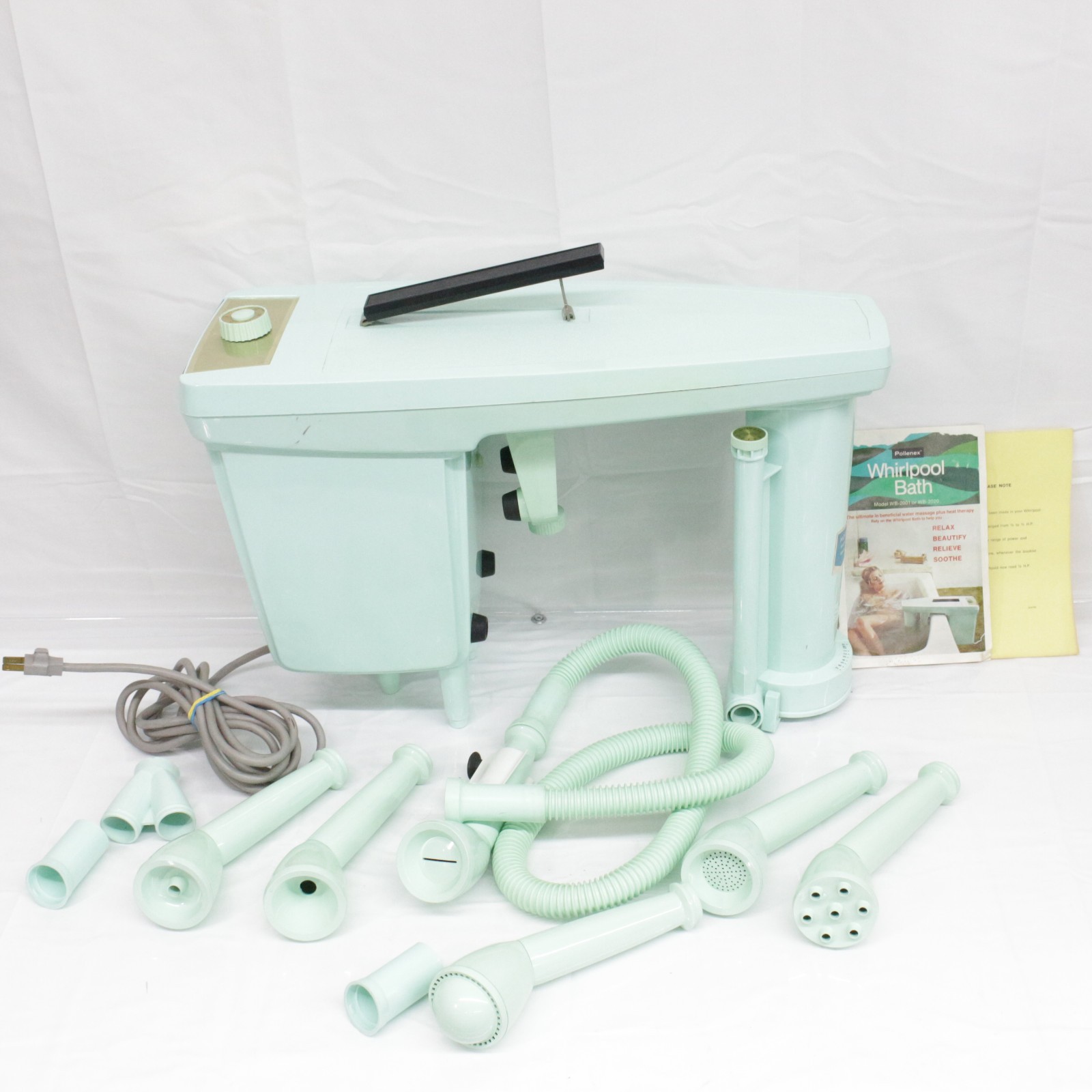 VTG 1972 Pollenex WB2020 Compact Whirlpool Bath With Attachments And Manual