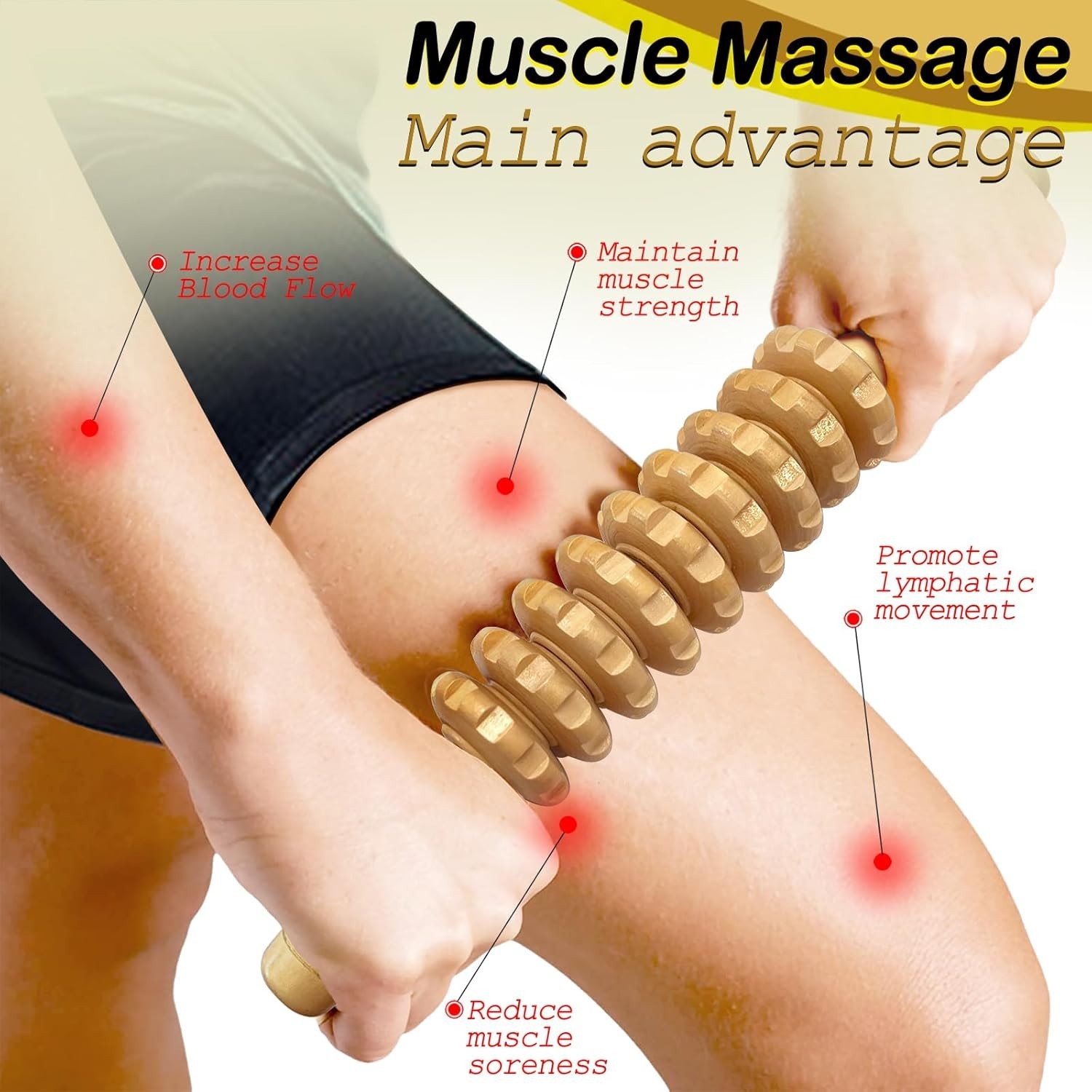 Manual Massager Wooden Handheld Roller Trigger Point Massager Stick Fascia