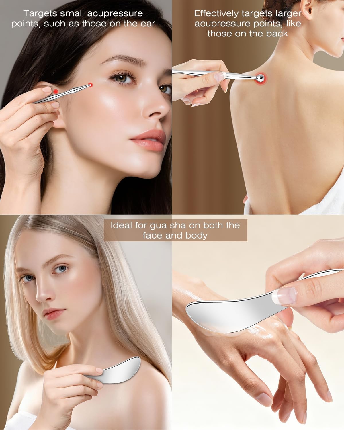 2 in 1 Acupressure Pen and Scraper Set, Stainless Steel Muscle Scraper Tool, …