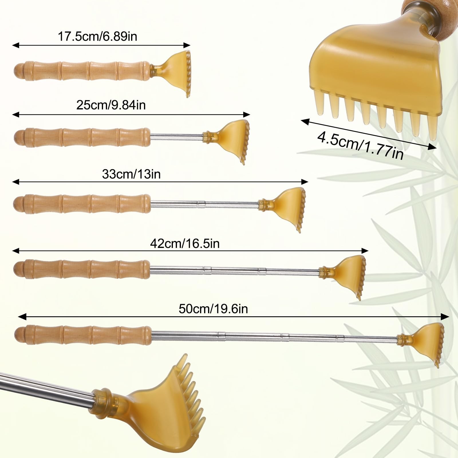 Extendable Bamboo Backscratcher, Portable Back Scratcher 6.89×1.77 Inch