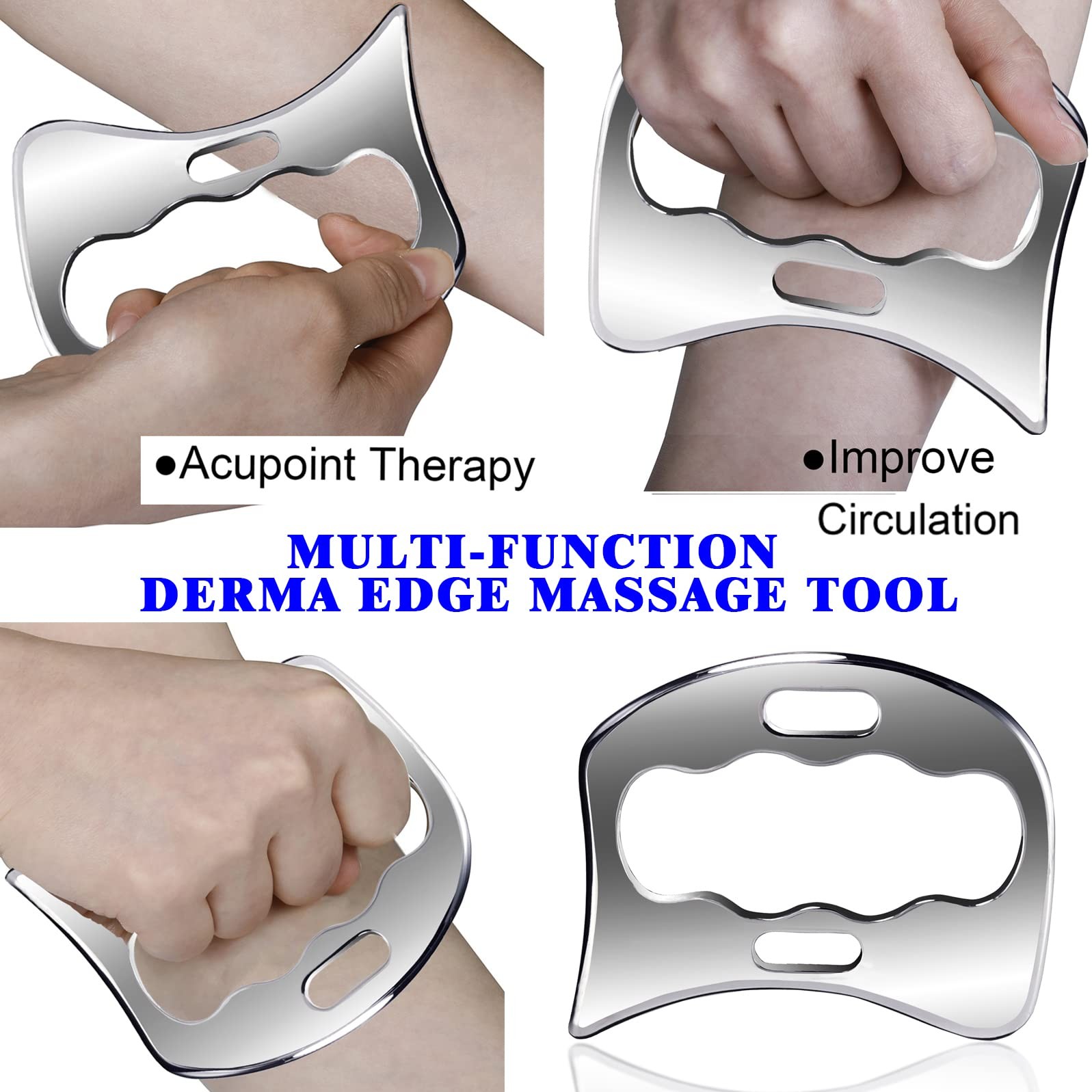 BYYDDIY 2 in 1 Stainless Steel Muscle Scraper Tools Set 20.5*9.5*1.5, Black