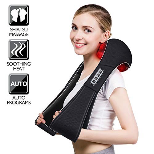 Christmas Women Men Gifts, Shiatsu Neck and Shoulder Massager with Heat Black
