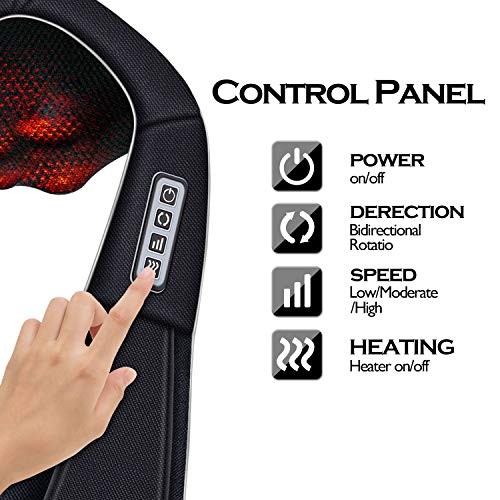 Christmas Women Men Gifts, Shiatsu Neck and Shoulder Massager with Heat Black