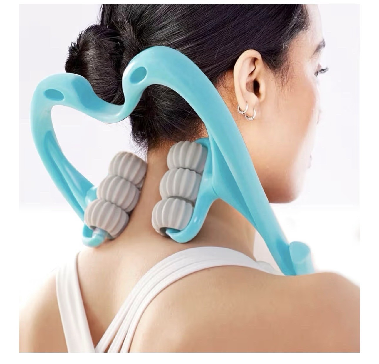 Cervical Neck Massager, Manual Neck Clamp Multifunctional Kneading Roller 6-Ball