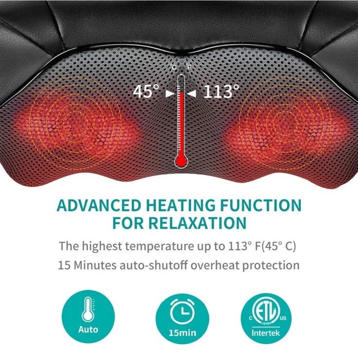 Nekteck Shiatsu Deep Kneading Massage Pillow