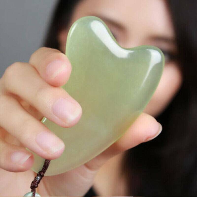 Gua Sha Natural Green Jade Quartz Crystal Stone Crystal Body Massage Board Tool