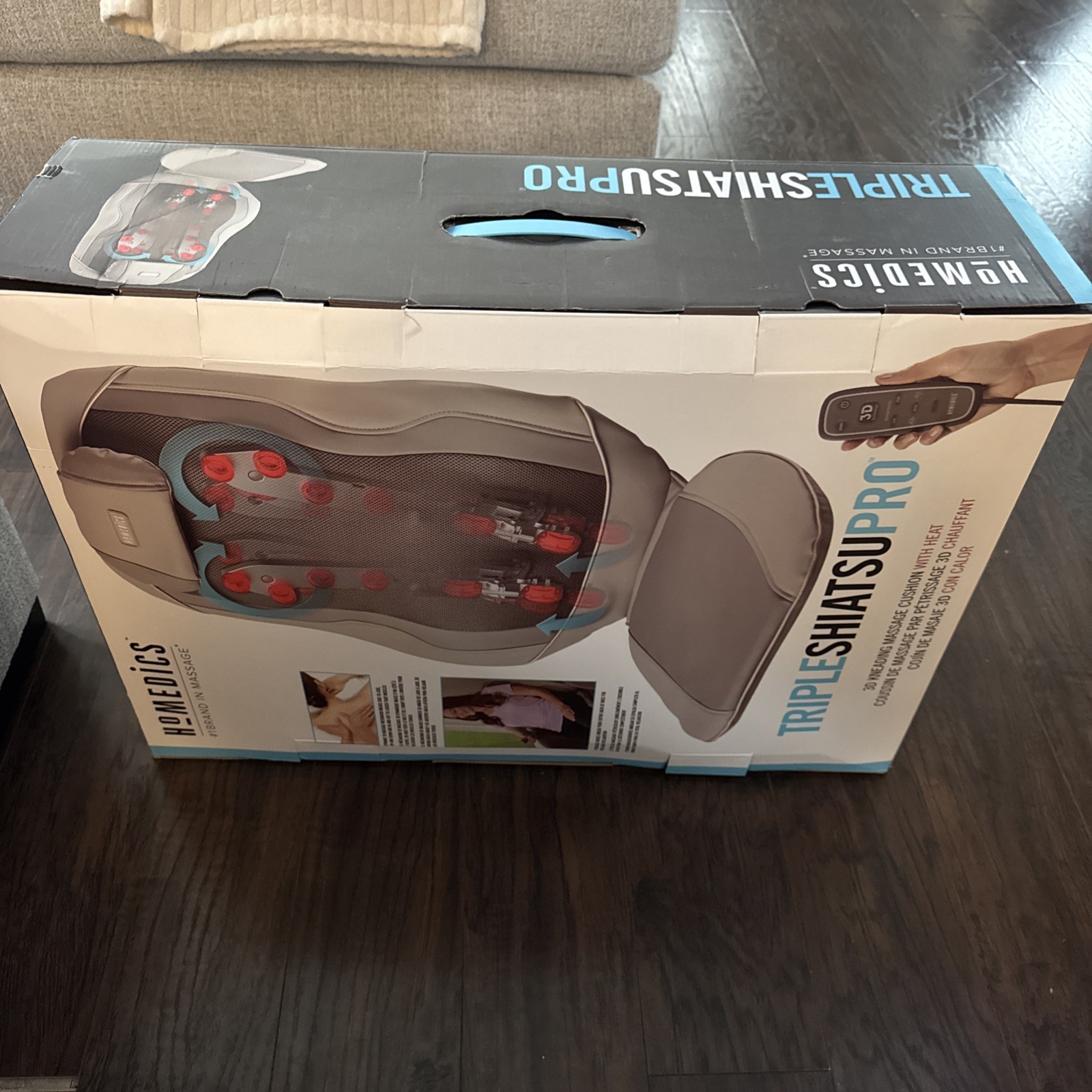 HoMedics Triple Shiatsu Pro 3D Kneading Massage Cushion w/Heat Relax Home Office