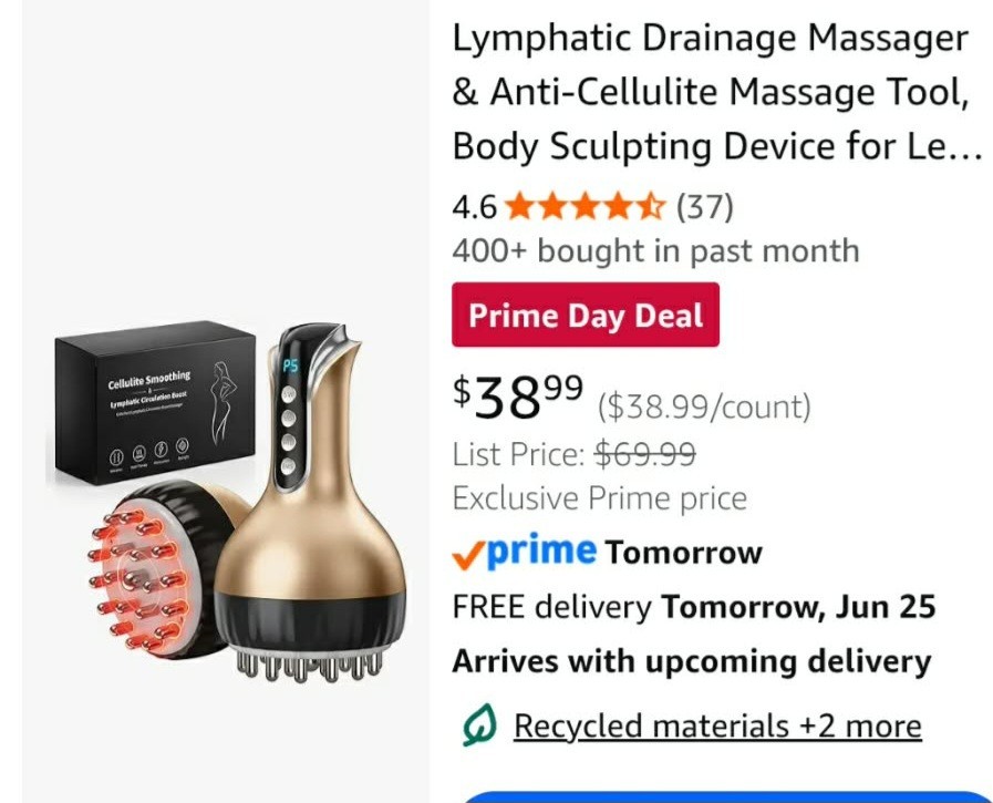 ​Electric Lymphatic Drainage Massager EMS Microcurrent Red Light Heat Cellulite