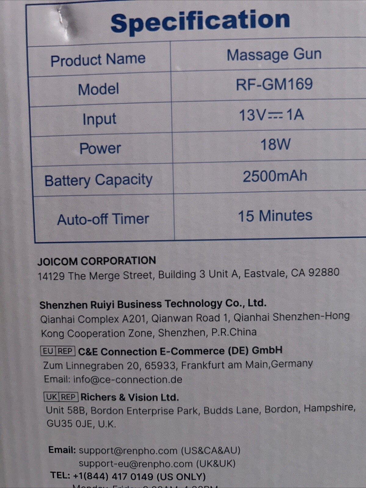 Renpho Message Gun RF-GM169 2500mAh Handheld Deep Tissue Messager