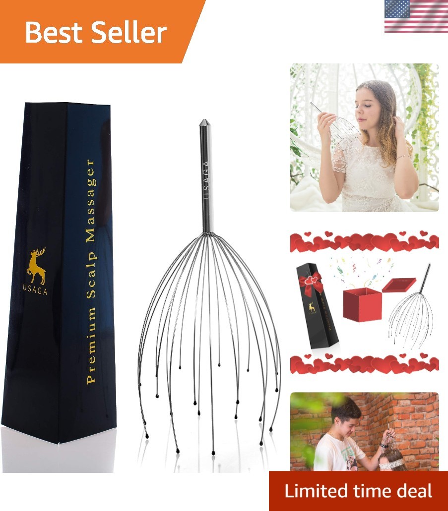 Silvery Head Massager with 20 Prongs for Ultimate Relaxation & Stress Relief