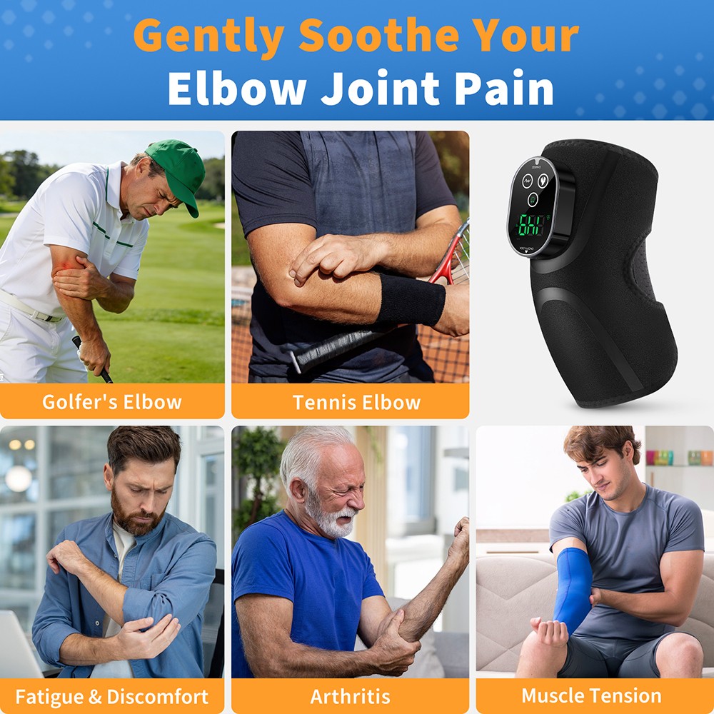 Electric Elbow Massager Brace Wrap Joint Pain Relief Heating Vibration Therapy