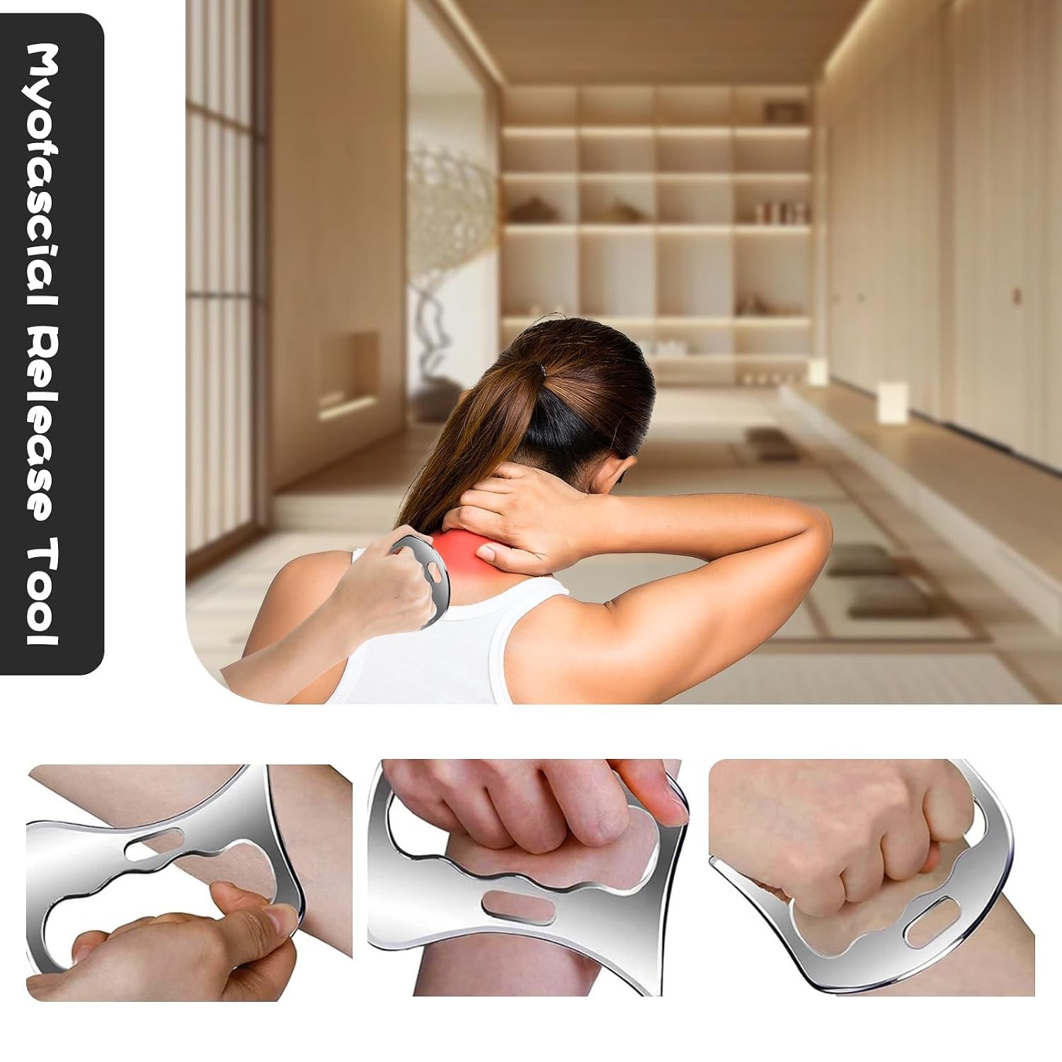 2-in-1 Stainless Steel Gua Sha Muscle Scraper Tool Set – for Myofascial Release,