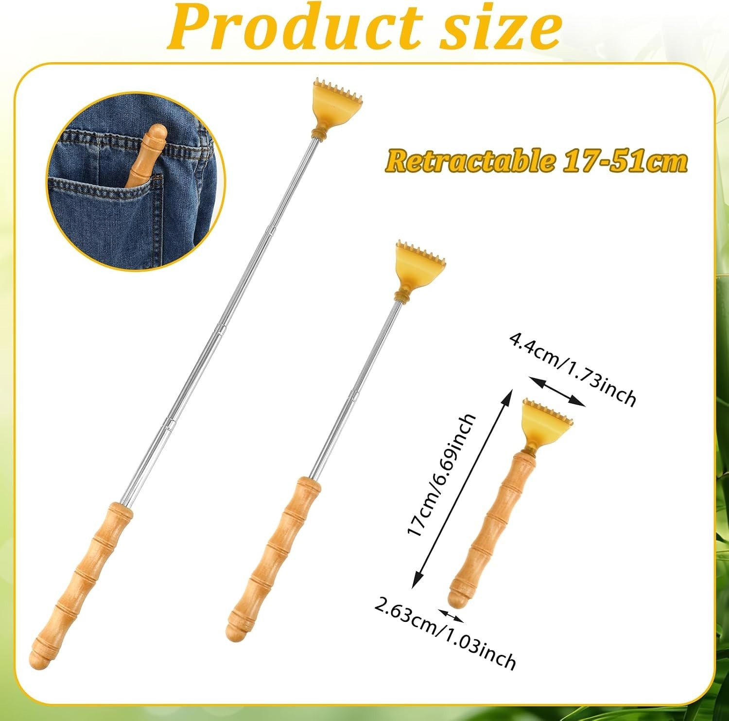 Back Scratcher Bamboo Extendable Telescoping Itch Tool for Adults