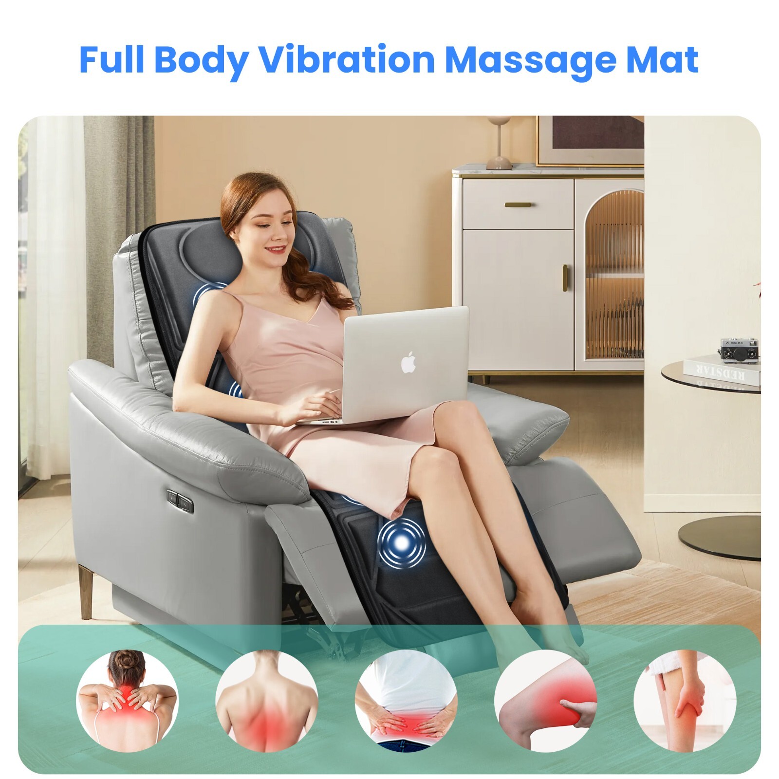 Snailax Vibrating Massage mat with heat Full Body Massager For Blood Circulation