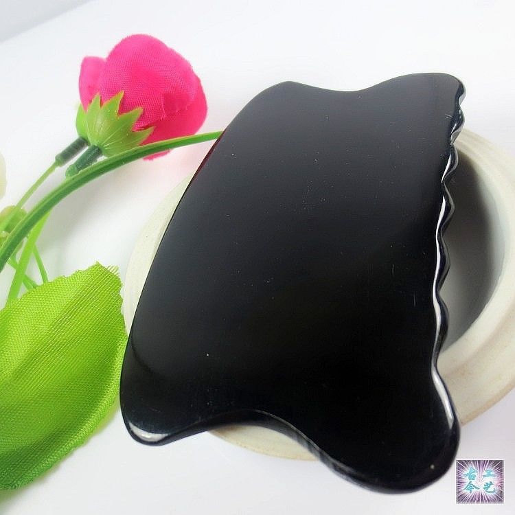 Natural Black Buffalo Horn Gua Sha Tool Wave Shape Comb Guasha Head Massage Tool