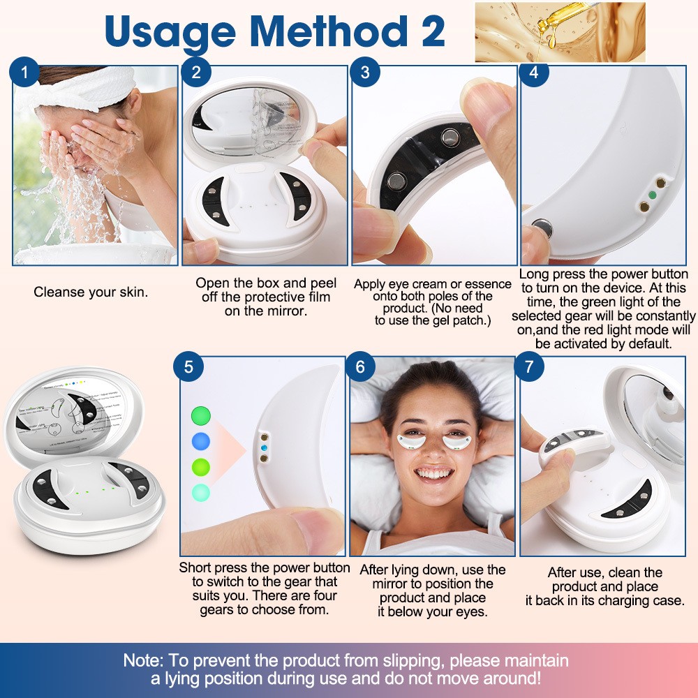Red Light Therapy Eye Massager with Conductive Eye Gel Heat Vibration Eye Relax