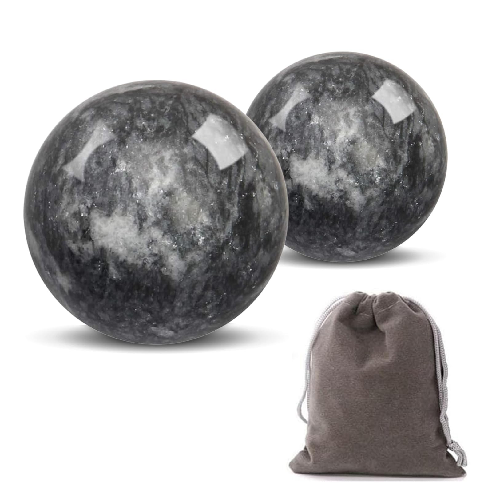 Traditional Chinese Baoding Balls, Marble Exercise Balls, Dark Grey, 2-Piece …