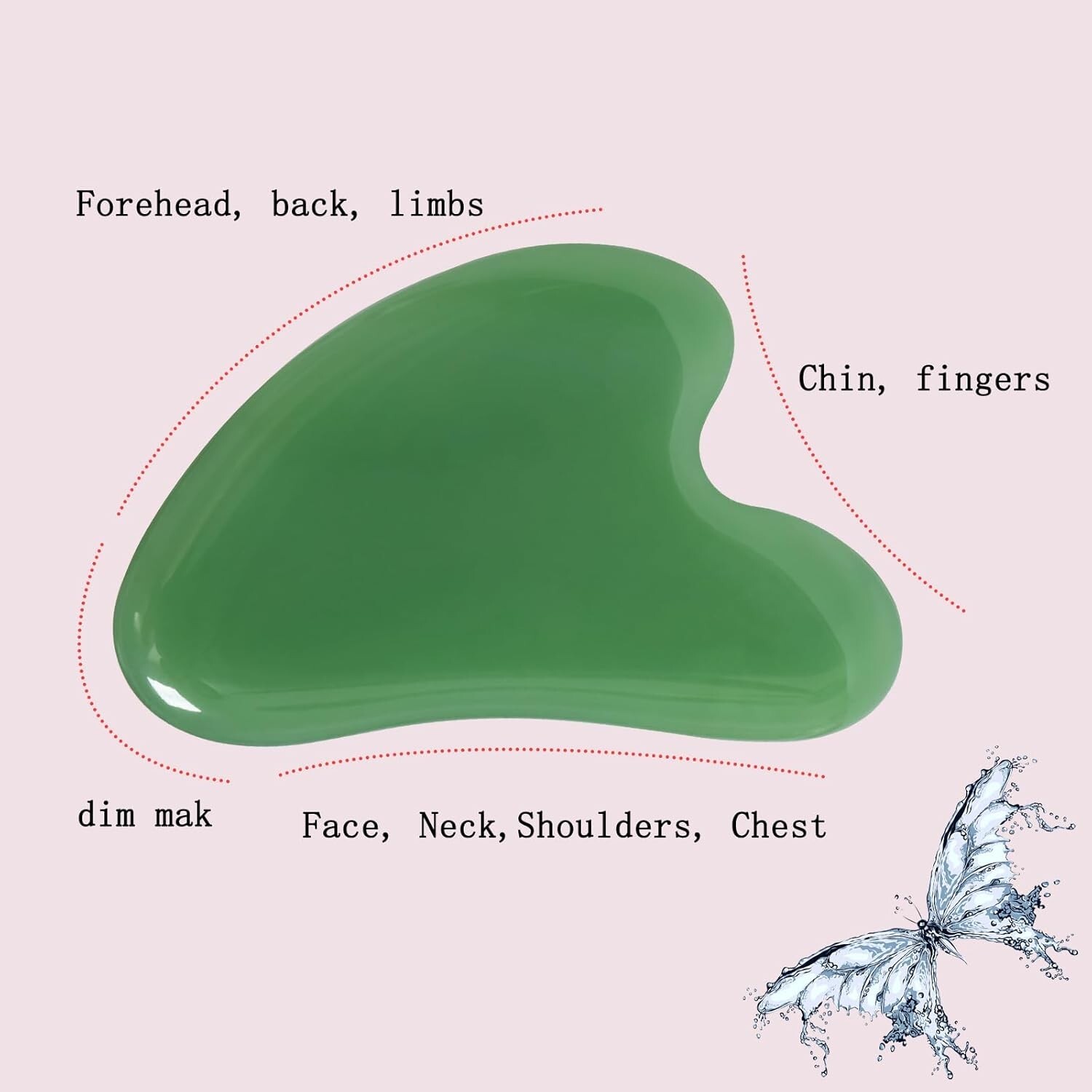Gua Sha Jade Stone Gua Sha Massage Tool, Guasha Tool for Face and Body Skin Mass