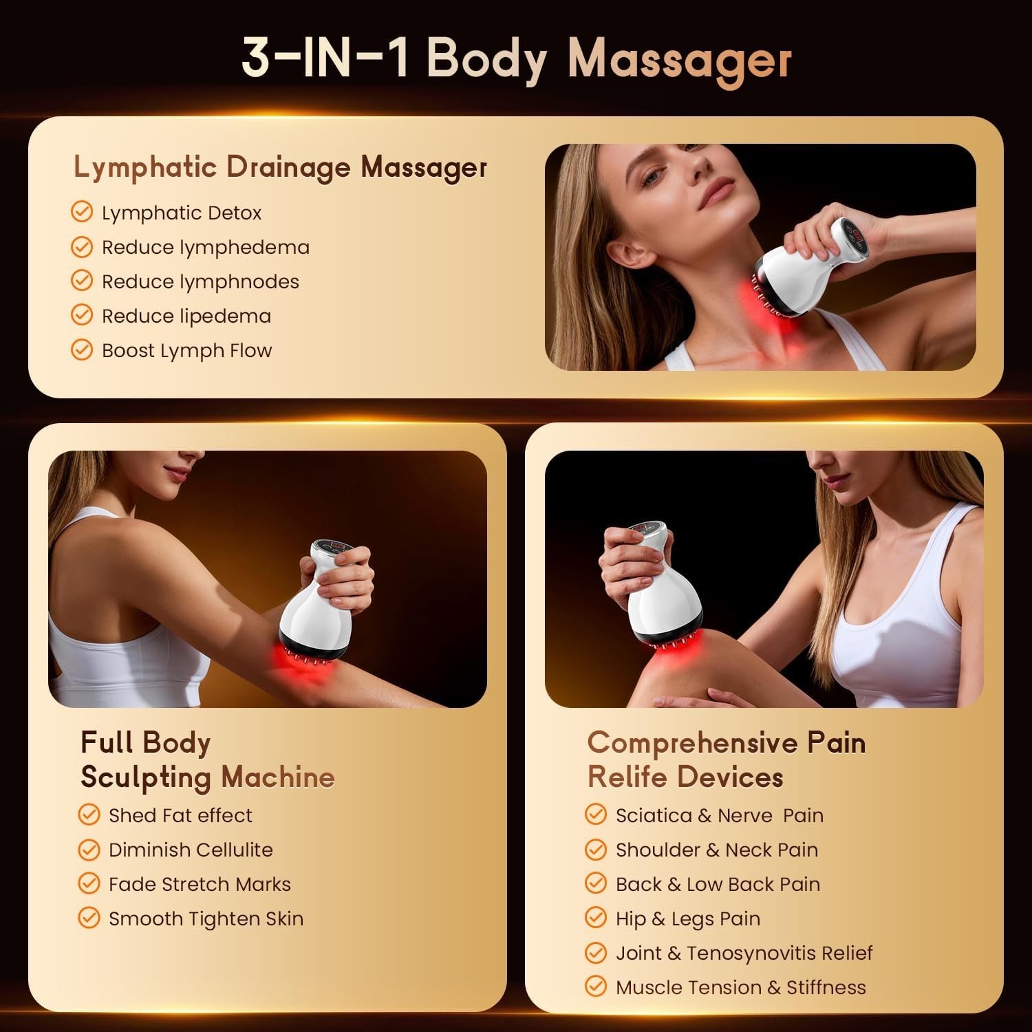 Portable Anti-Cellulite Massager with Red Light & Vibration – Cordless Comfort