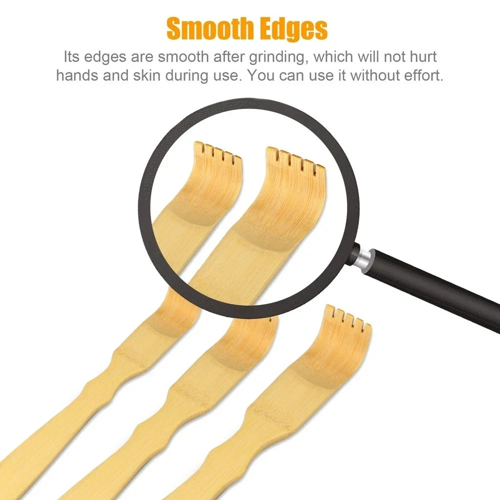 3Pack Natural Bamboo Back Scratcher Long Reach Pick Itch Relief Tool Portable US