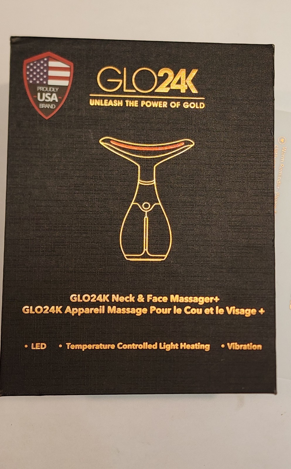 Glo24K Neck And Face Massager LED With Temperature Control Light Heating CSB 6